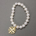 9mm Pearl Jerusalem Cross Bracelet