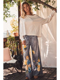 Oddi Floral Printed Faux Jeans