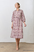 Polagram Plus Front Tie Pattern Shirt Dress