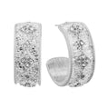 WH Silver Rhinestone Textured 1" Hoop Earring