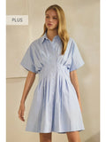 Oddi Striped Shirt Dress Collared Neckline