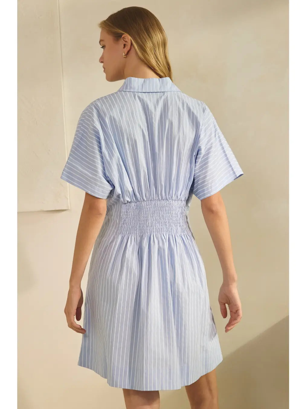 Oddi Striped Shirt Dress Collared Neckline
