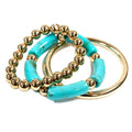 WH Set of Three Turquoise Acrylic and Gold Stretch Bracelet Set