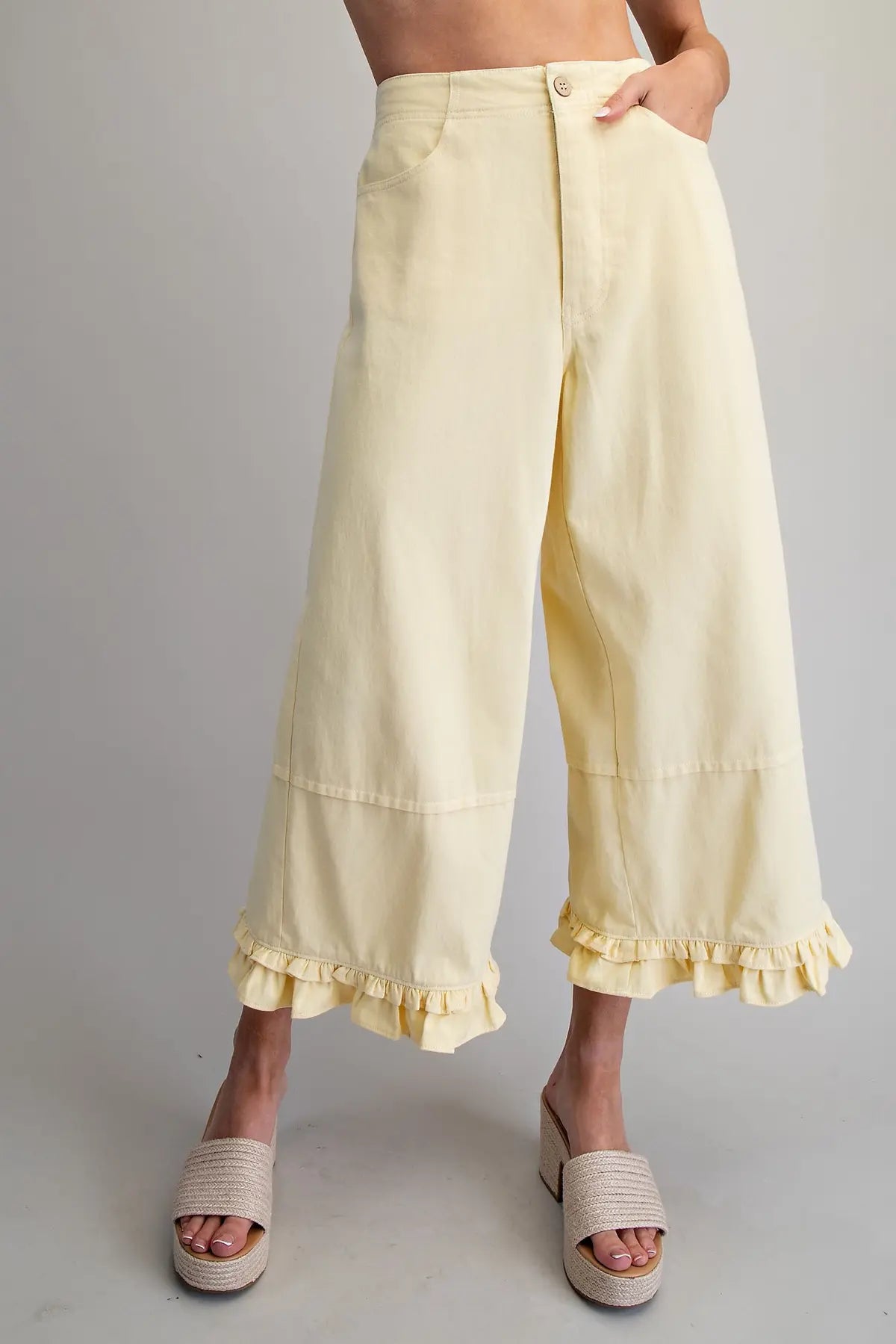 Eesome Mineral Washed Ruffled Hem Pants