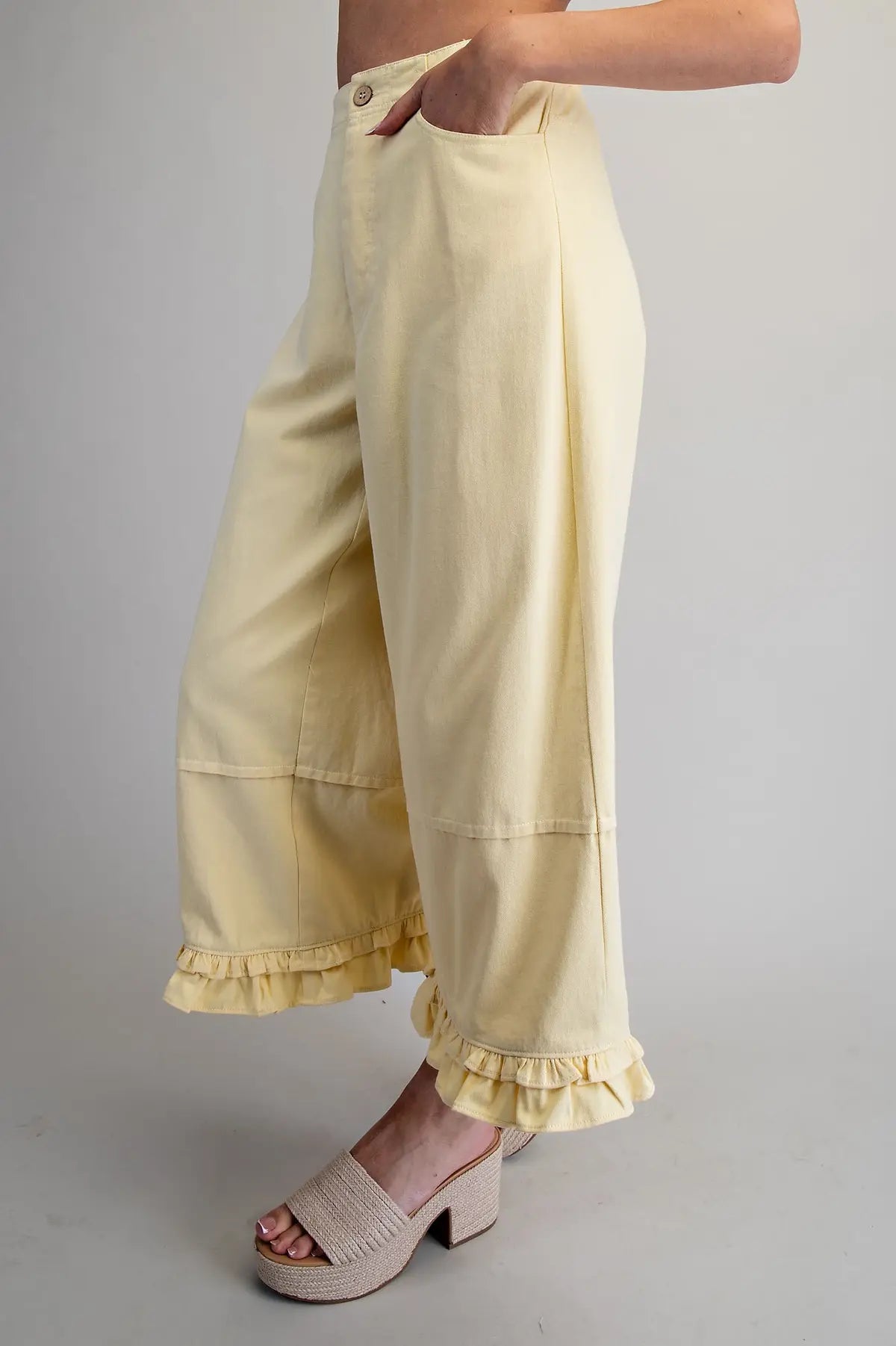 Eesome Mineral Washed Ruffled Hem Pants