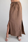Eesome Ribbed Slit Maxi Skirt