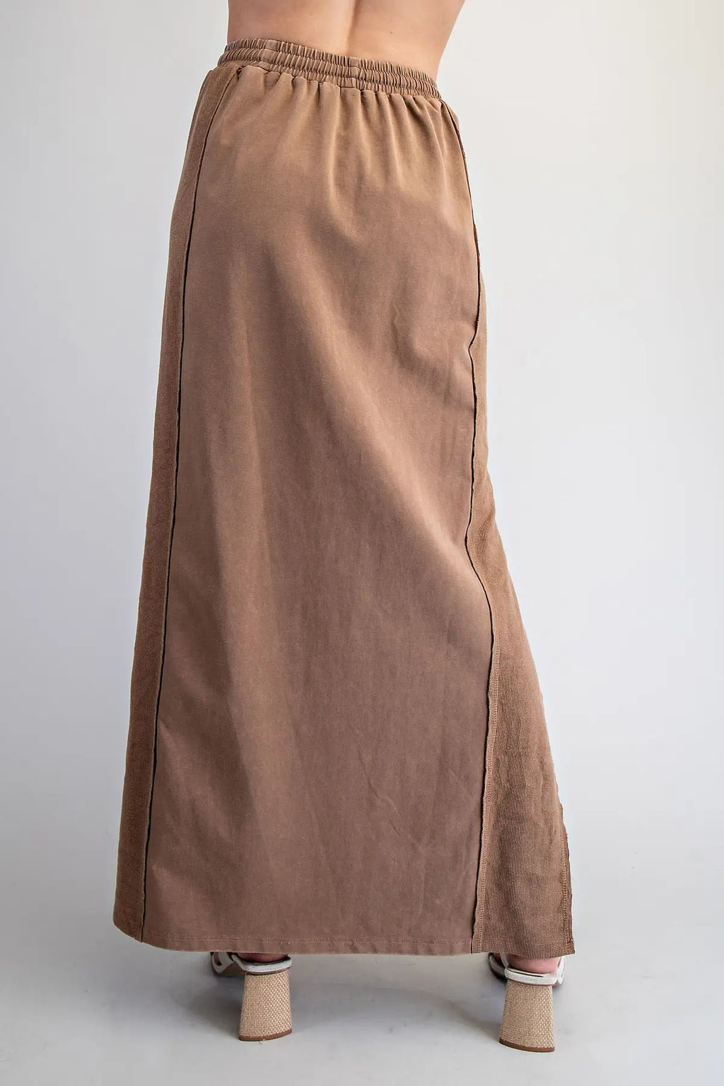 Eesome Ribbed Slit Maxi Skirt