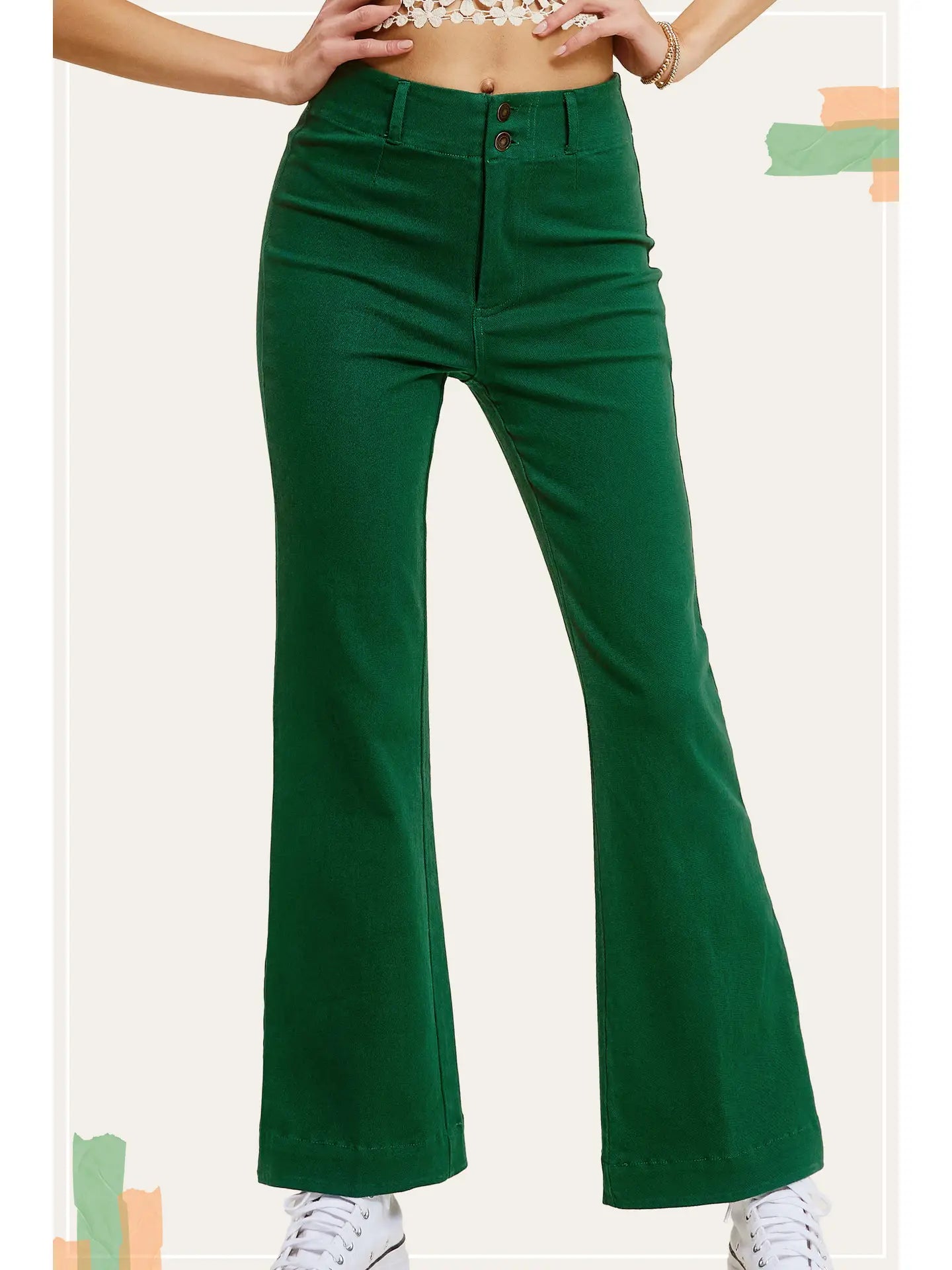 La Miel Soft Washed Highwaisted Wide Flare Pants