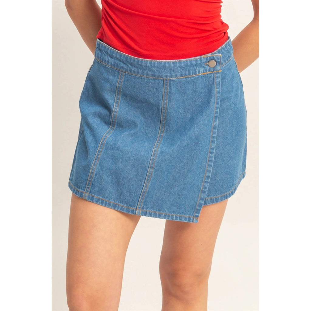 Hyfve Wrap Front Denim Skort
