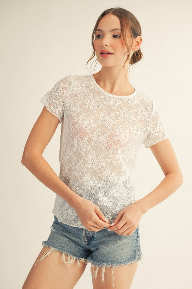 Jodifl Merrow Edge Detail Lace Top