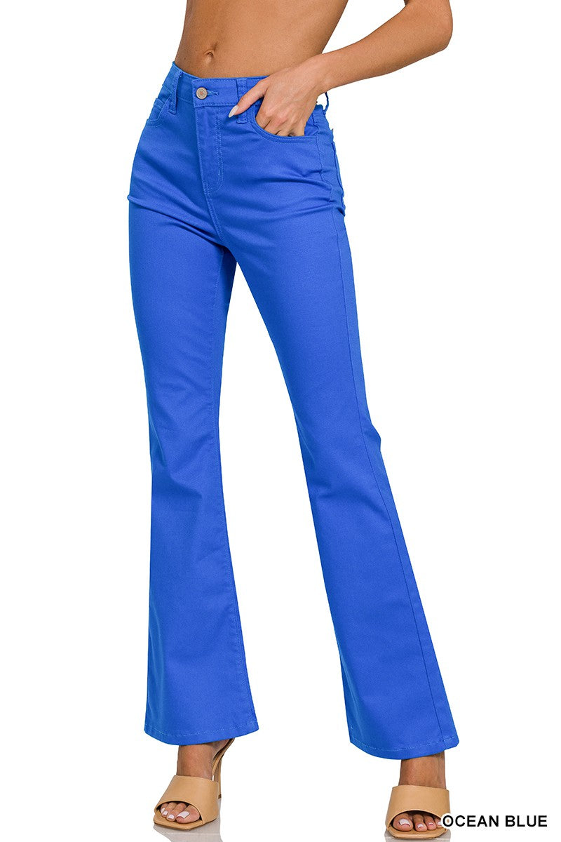 Zenana High-Rise Bootcut Color Denim Pants