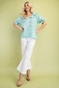 Gigio Button Up Blouse w/ Frilled Collar