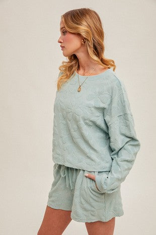MB Floral Terry Textured Sweatshirt Pullover