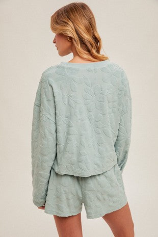 MB Floral Terry Textured Sweatshirt Pullover