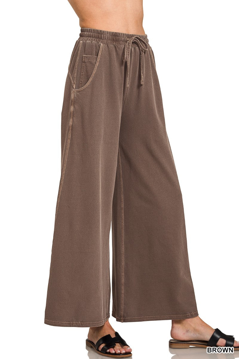 Zenana Terry Pigment Washed Pants