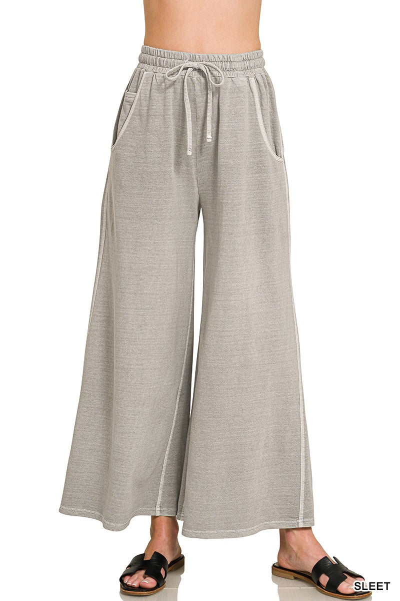 Zenana Terry Pigment Washed Pants