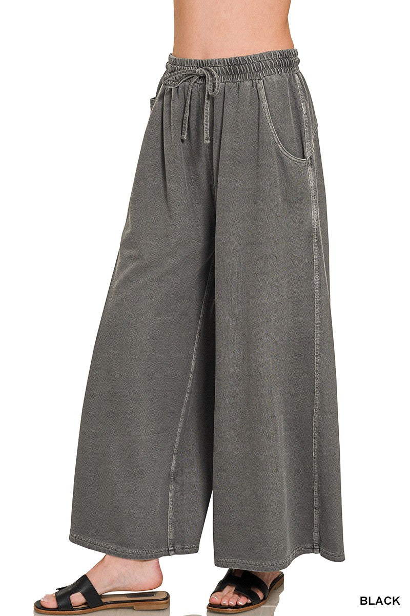 Zenana Terry Pigment Washed Pants