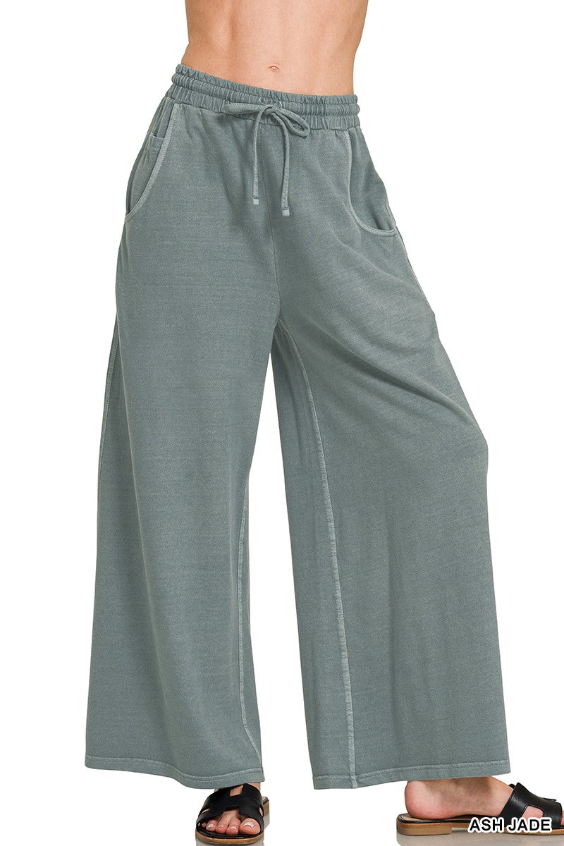 Zenana Terry Pigment Washed Pants