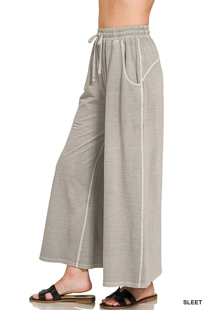 Zenana Terry Pigment Washed Pants