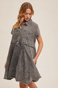 MB Distressed Wash Tencel Swing Dress
