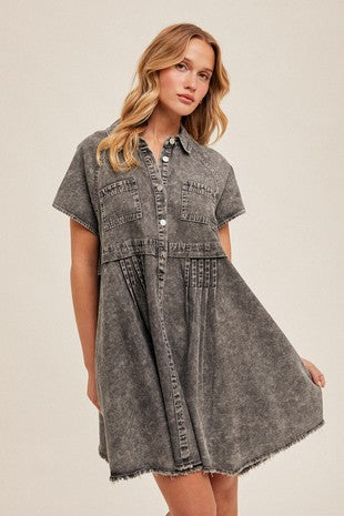 MB Distressed Wash Tencel Swing Dress