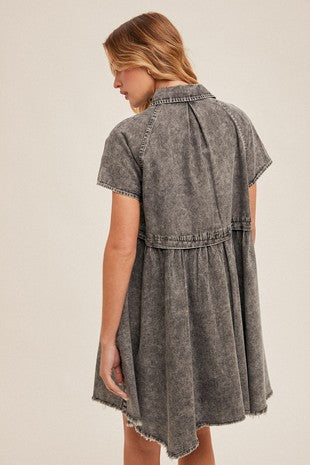 MB Distressed Wash Tencel Swing Dress