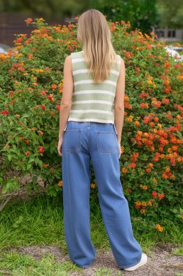 JBJ Crochet Striped Sleeveless Knit Top