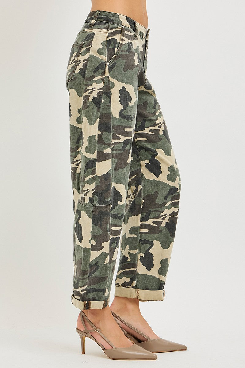Risen High Rise Ankle Barrel Double Roll Up Pants