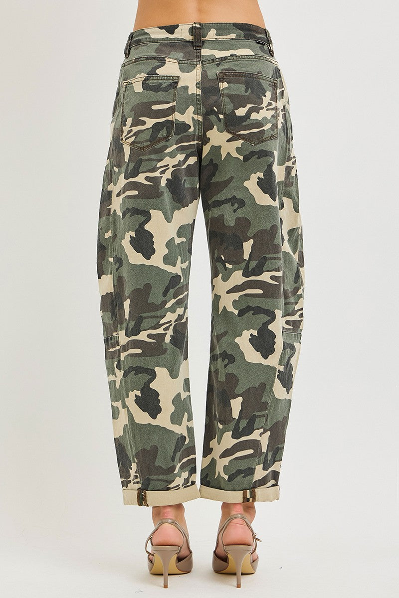 Risen High Rise Ankle Barrel Double Roll Up Pants