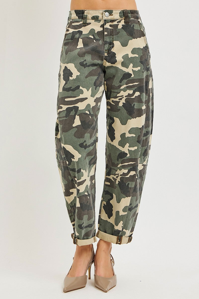 Risen High Rise Ankle Barrel Double Roll Up Pants