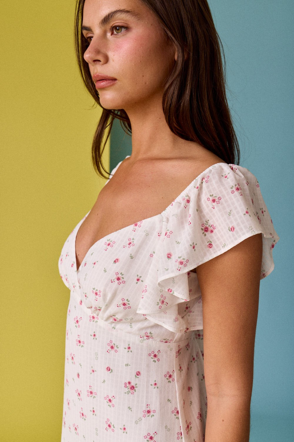 Papermoon Floral Ruffle Sleeve Mini Dress
