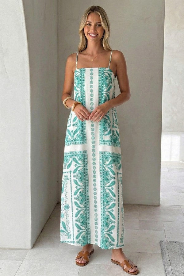 Sundayup Paisley Print Strap Maxi Dress