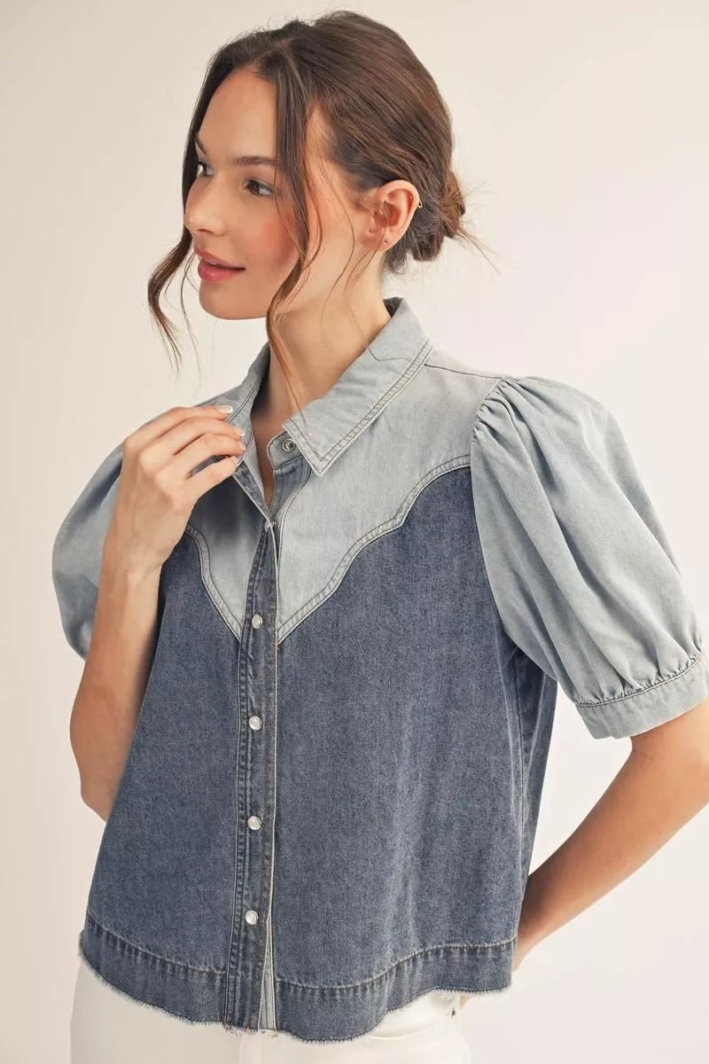 Jodifl Washed Denim Top