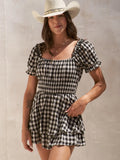 Jade By Jane Gingham Print Puff  Romper