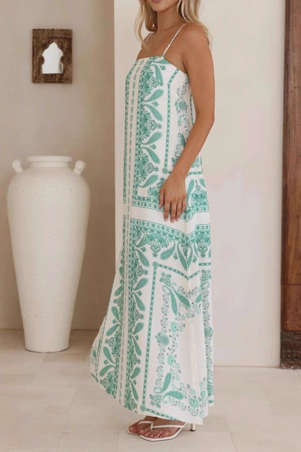 Sundayup Paisley Print Strap Maxi Dress
