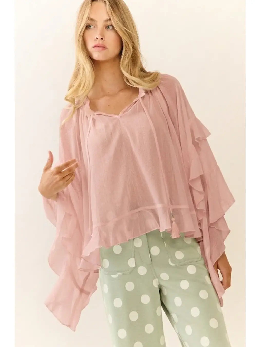Oddi Ruffled Blouse Asymmetric Hem