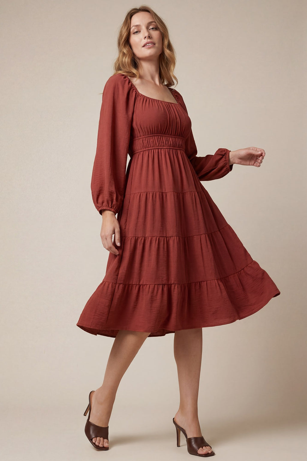 She & Sky Tiered Dress Elastic Waist and Pockets
