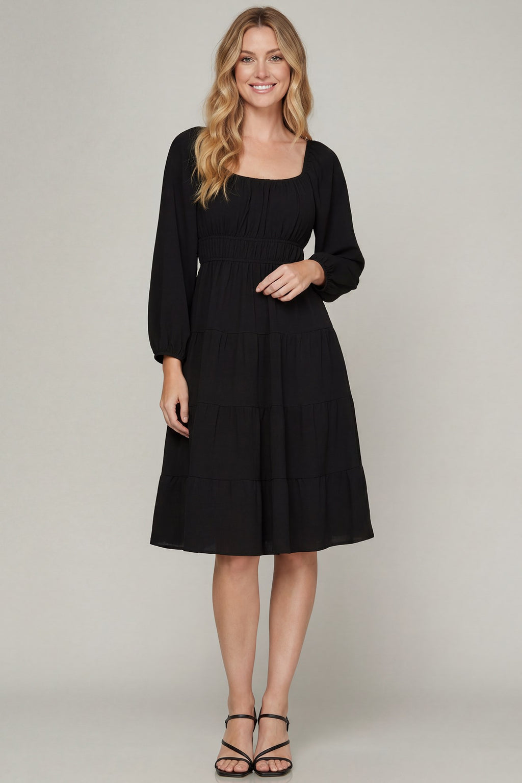 She & Sky Tiered Dress Elastic Waist and Pockets