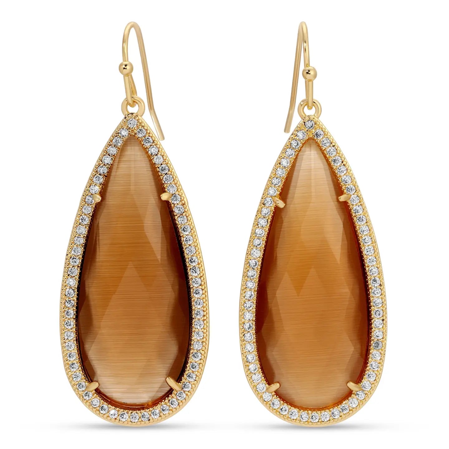 Splendid Iris Long Shimmer Stone Earrings