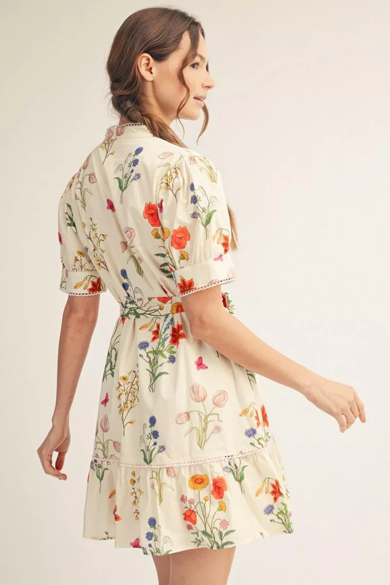 Jodifl Short Puff Sleeve Floral Dress