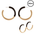 WH Black Acrylic and Gold 2.25" Hoop Earring