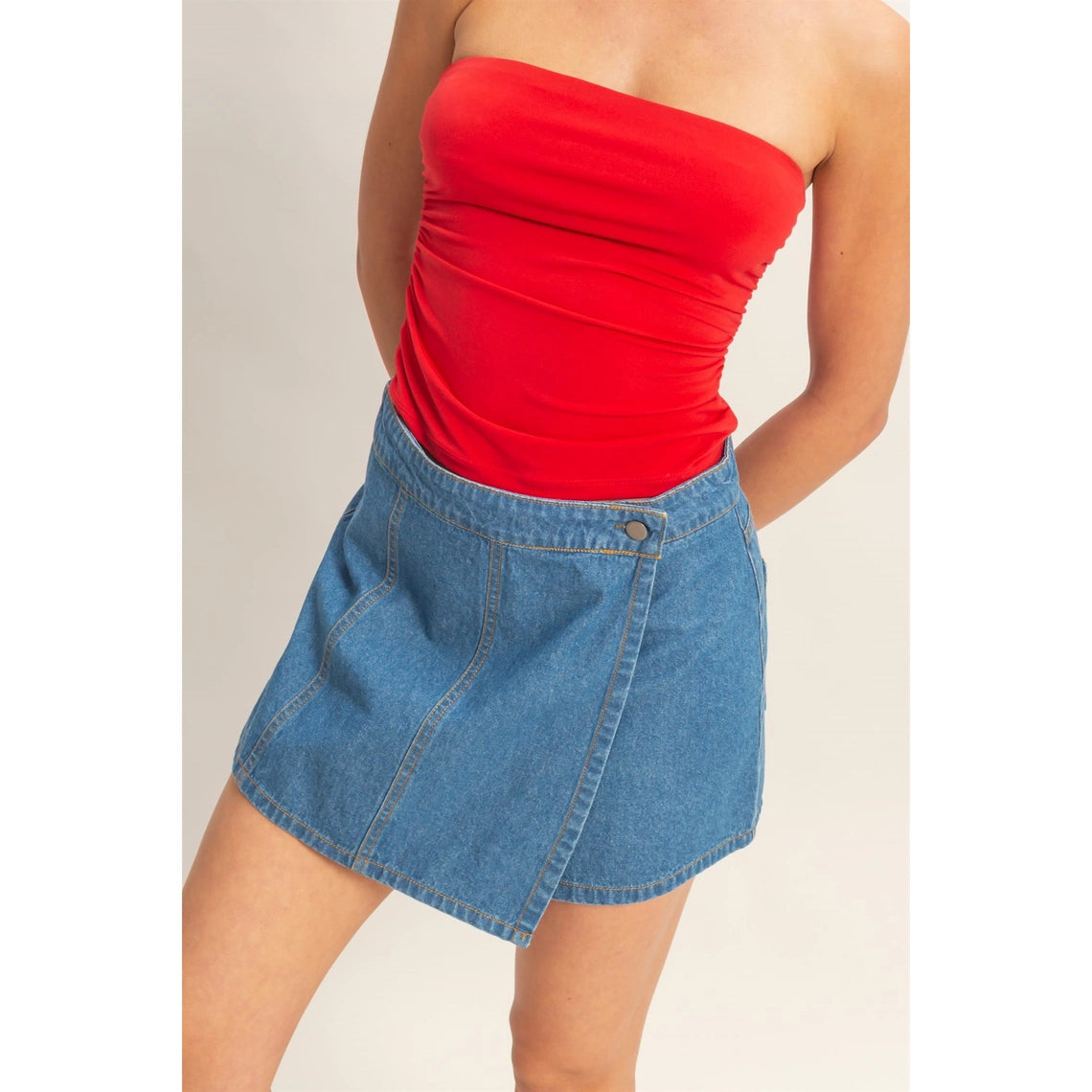 Hyfve Wrap Front Denim Skort