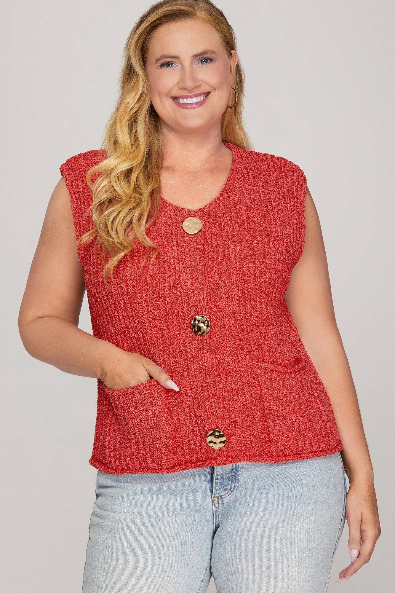 She & Sky Sleeveless Crochet Sweater Vest