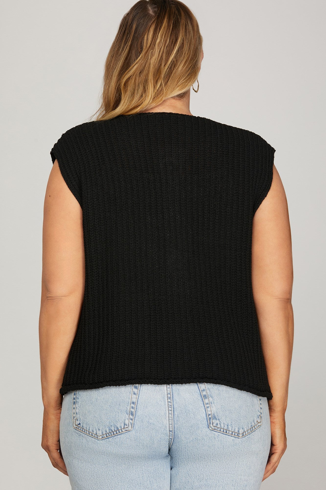 She & Sky Sleeveless Crochet Sweater Vest