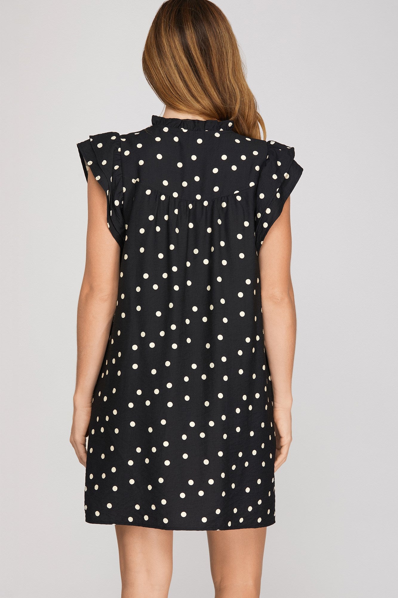 She & Sky Ruffle Polka Dot Mini Dress