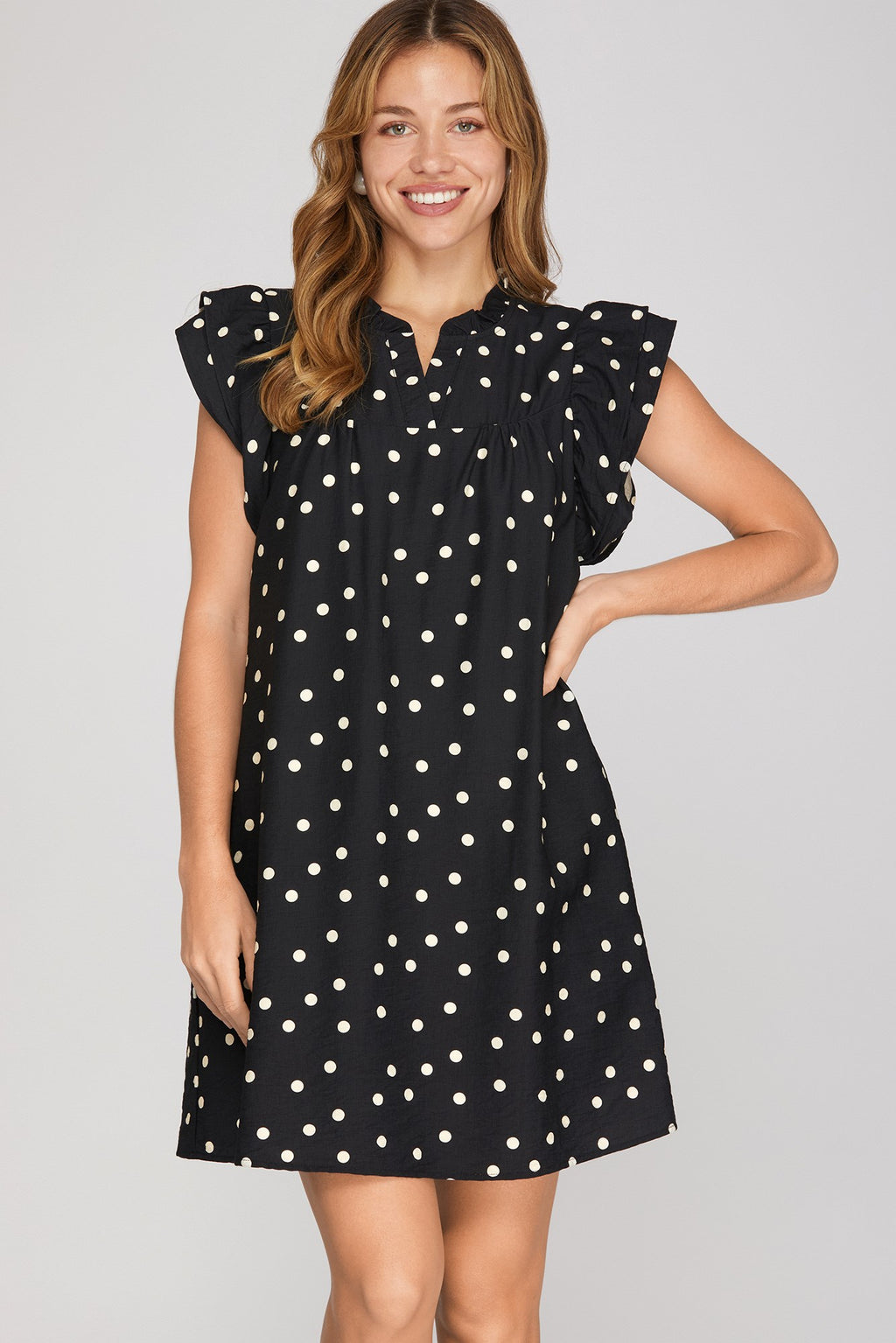 She & Sky Ruffle Polka Dot Mini Dress