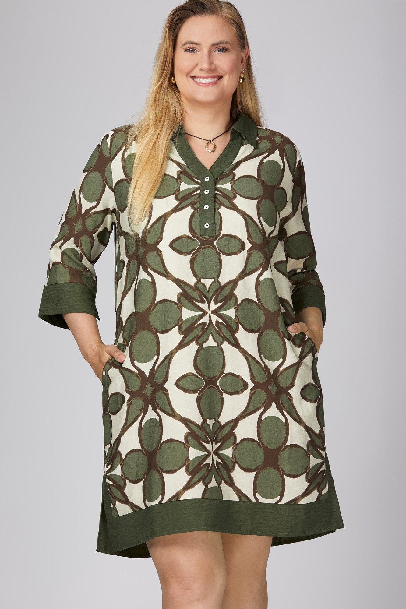 She & Sky Half Sleeve Printed Mini Dress