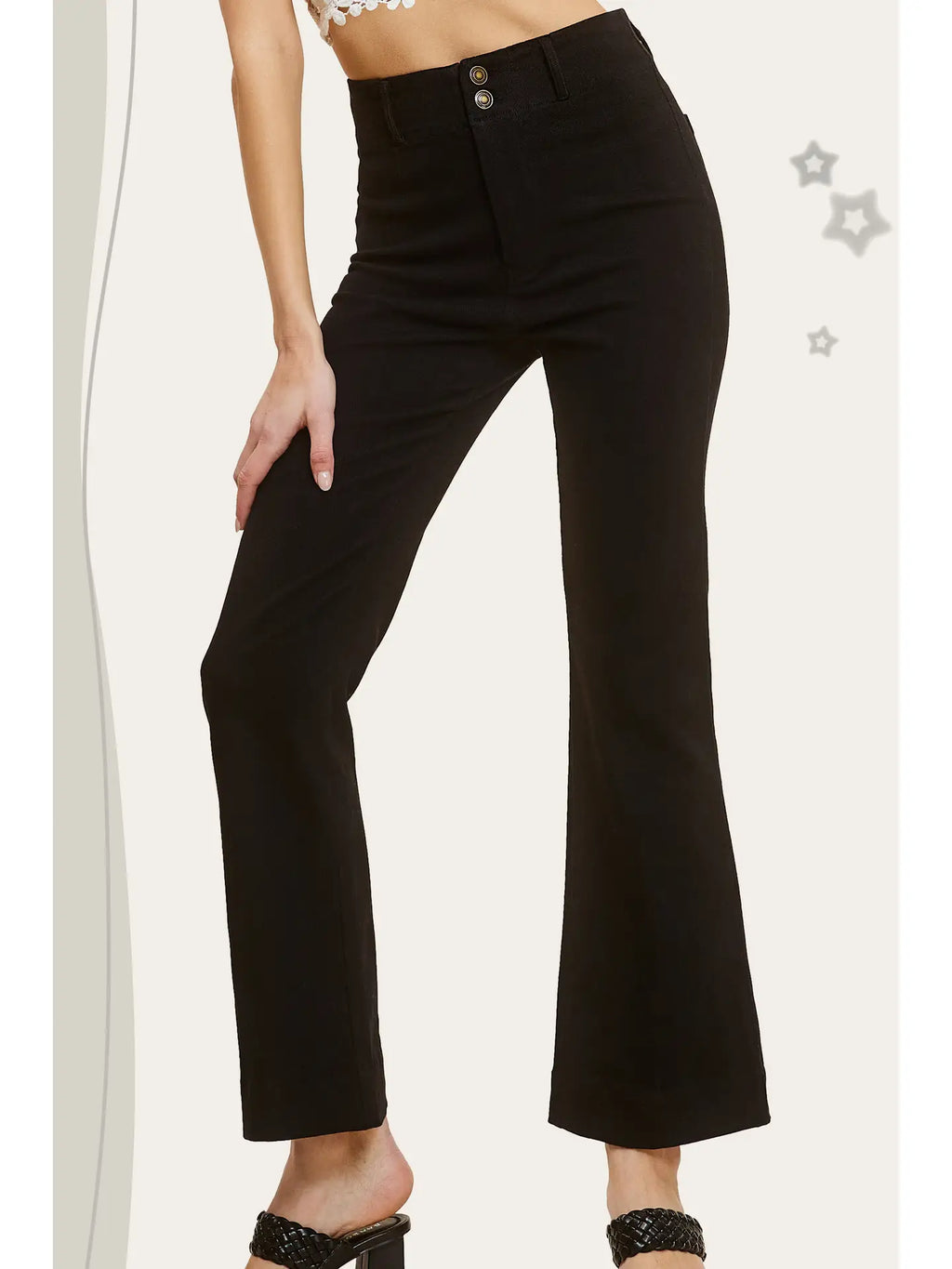 La Miel Soft Washed Highwaisted Wide Flare Pants