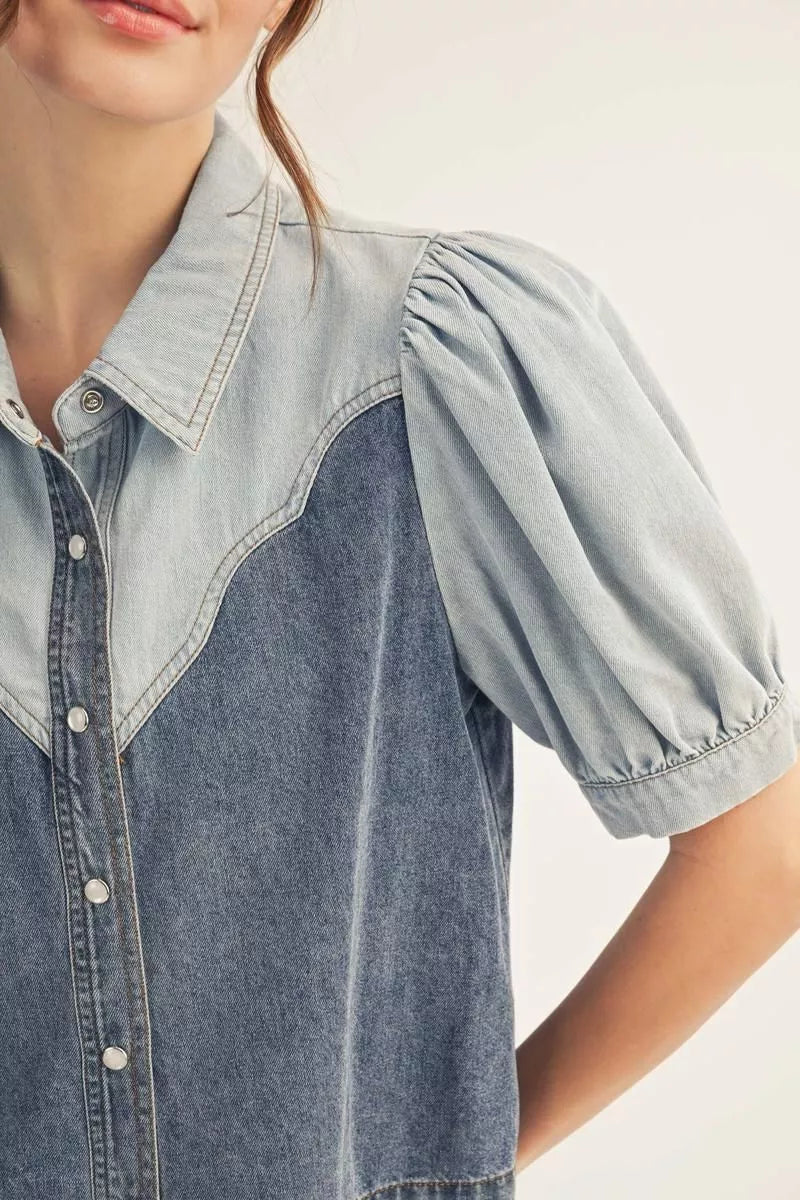 Jodifl Washed Denim Top