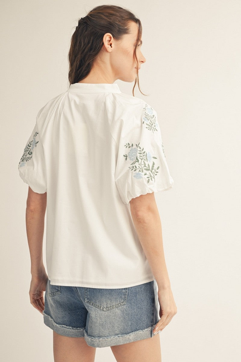 Jodifl Embroidery Detail Woven Solid Top